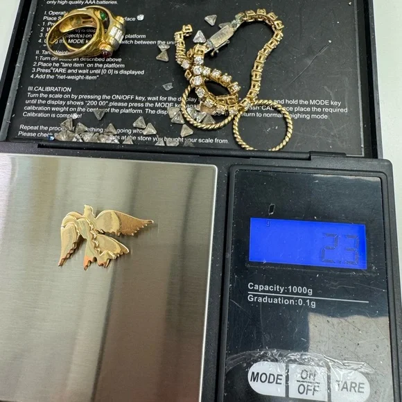 Flying dove 14K solid yellow gold pendan